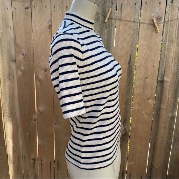 Madewell Ribbed Mockneck Top in Sailor Stripe size small - Picture 8 of 9